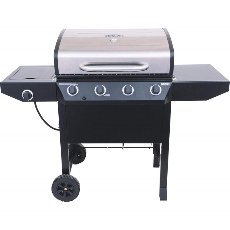 CharBroil Thermos 4Burner Flat Top Propane Gas Grill with Side Burner